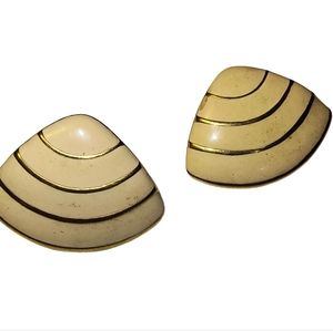 Napier Vintage Cream & Gold Shell Post Earrings